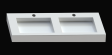 Cristalstone Linea Ideal umywalka podwójna 140x45 cm z odpływem liniowym biały satynowy mat U1400-2XMOLC