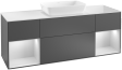 Villeroy&Boch Finion szafka pod umywalkę 160 cm z 4 szufladami, otwartymi półkami i oświetleniem LED Anthracite Matt Lacquer grafit G861GKGK