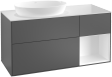 Villeroy&Boch Finion szafka pod umywalkę 120 cm z 3 szufladami, otwartą półką i oświetleniem LED Anthracite Matt Lacquer grafit G932GKGK