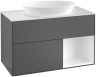 Villeroy&Boch Finion szafka pod umywalkę 100 cm z 2 szufladami, z otwartą półką i oświetleniem LED Anthracite Matt Lacquer grafit G901GKGK