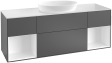 Villeroy&Boch Finion szafka pod umywalkę 160 cm z 4 szufladami, otwartymi półkami i oświetleniem LED Anthracite Matt Lacquer grafit GD01GKGK
