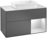 Villeroy&Boch Finion szafka pod umywalkę 100 cm z 2 szufladami i otwartą półką Anthracite Matt Lacquer grafit F781GKGK