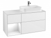 Villeroy&Boch Finion szafka pod umywalkę 120 cm z 3 szufladami, otwartą półką, oświetleniem LED umywalka po prawej stronie Glossy White Lacquer biały G391GFGF