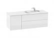 Roca Beyond Unic zestaw łazienkowy z 2 szufladami i drzwiami 140 cm + umywalka konglomeratowa prawa biały połysk A851394806