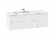 Roca Beyond Unic zestaw łazienkowy z 2 szufladami i drzwiami 140 cm + umywalka konglomeratowa lewa biały połysk A851393806