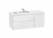 Roca Beyond Unic zestaw łazienkowy z 2 szufladami i drzwiami 120 cm + umywalka konglomeratowa lewa biały połysk A851391806