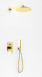 Kohlman Experience Brushed Gold komplet zestaw podtynkowy z deszczownicą 25 cm i słuchawką złoty szczotkowany QW210EGDBR25