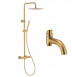 KFA Moza Brushed Gold termostatyczny zestaw prysznicowy z deszczownicą i wylewką złoty szczotkowany 5736-920-31 + 835-670-31