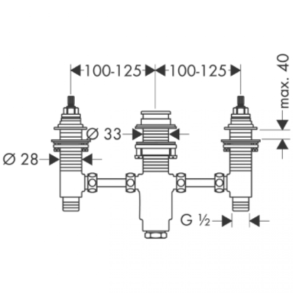 Hansgrohe zestaw podstawowy baterii wannowej 3-otworowej 13233180