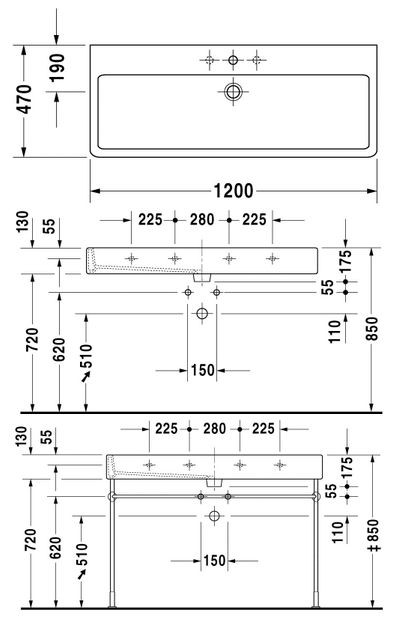 Duravit Vero umywalka 120cm 120x47 biały alpin 0454120000