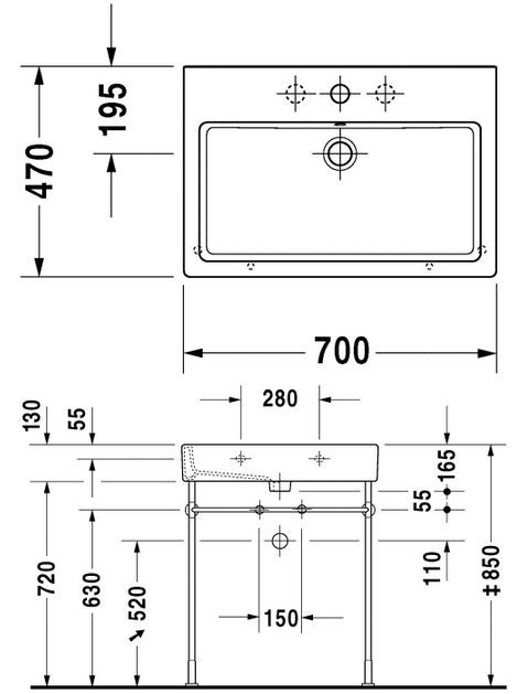 Duravit Vero umywalka 70cm 70x47 biały alpin wondergliss 04547000001