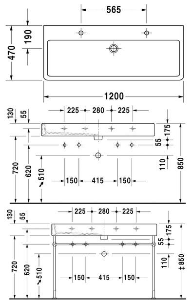 Duravit Vero umywalka 120cm 120x47 biały alpin 0454120024