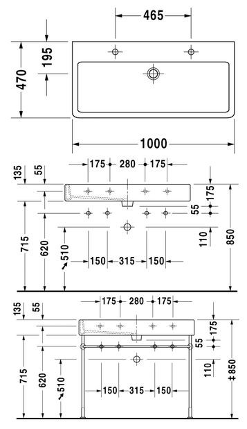 Duravit Vero umywalka 100cm 100x47 szlifowana biały alpin 0454100026