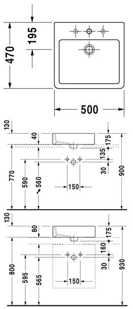 Duravit Vero umywalka stawiana na blat 50cm 50x47 szlifowana biały alpin 0452500000