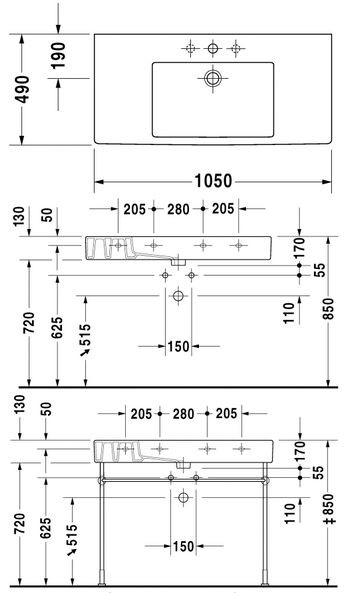 Duravit Vero umywalka meblowa 105cm 105x49 biały alpin 0329100000