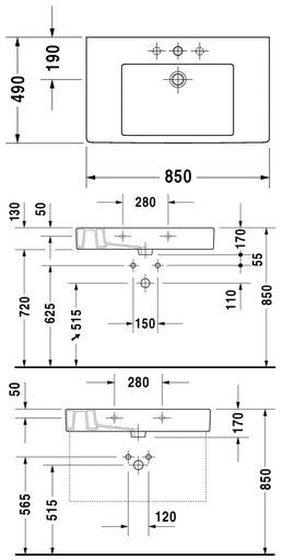 Duravit Vero umywalka meblowa 85cm 85x49 biały alpin wondergliss 03298500001