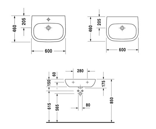 Durvit D-Code umywalka Med 60cm 60x46 biały alpin 23116000002