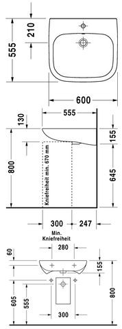 Durvit D-Code umywalka Vital 60cm 60x55 biały alpin 23126000002