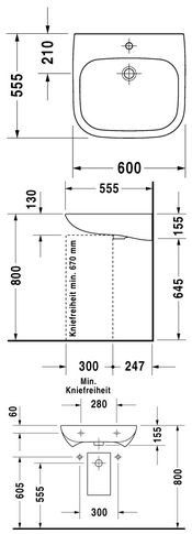 Durvit D-Code umywalka Vital Med 60cm 60x55 biały alpin 23136000002