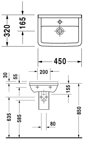 Duravit Starck 3 umywalka mała 45cm 45x32 biały alpin wondergliss 07504500001