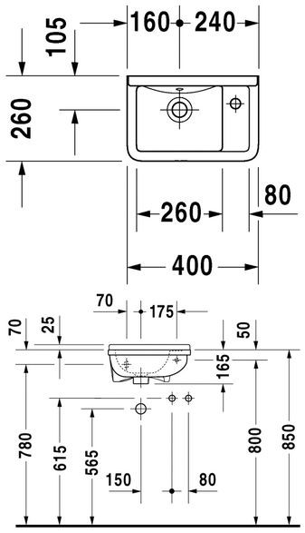 Duravit Starck 3 umywalka mała 40cm 40x26 biały alpin 0751400000