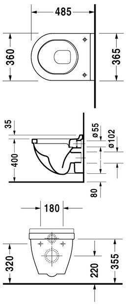 Duravit Starck 3 muszla WC Compact wisząca biały alpin 2202090000