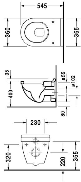 Duravit Starck 3 muszla WC wisząca biały alpin wondergliss 22060900001