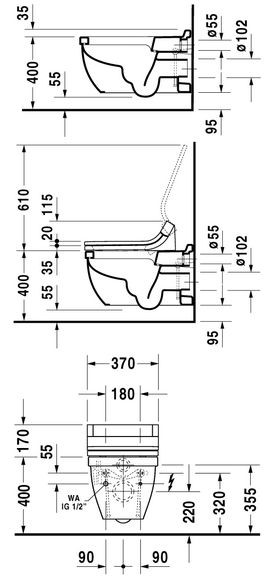 Duravit Starck 3 muszla WC wisząca biały alpin wondergliss 22265900001