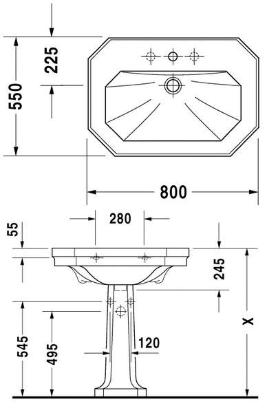 Duravit Seria 1930 umywalka 80cm 80x55 biały alpin wondergliss 04388000001