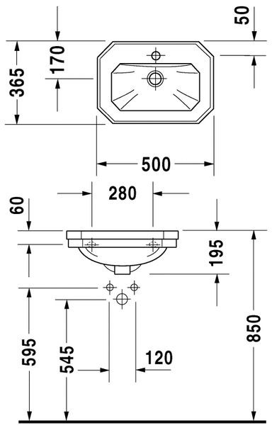 Duravit Seria 1930 umywalka mała 50cm 50x36,5 biały alpin wondergliss 07855000001