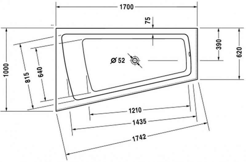 Duravit Paiova wanna asymetryczna 170cm 170x100 z obudową i stelażem lewa biały alpin 700264000000000