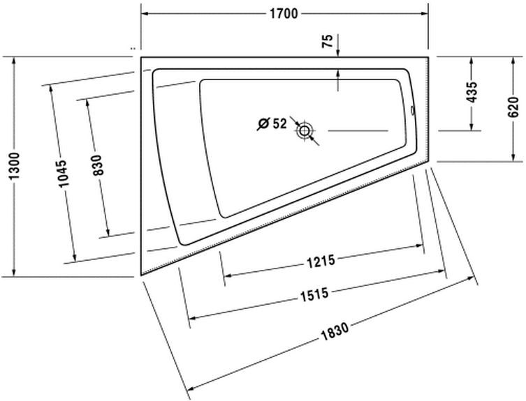 Duravit Paiova wanna asymetryczna 170cm 170x130 z obudową i stelażem lewa biały alpin 700266000000000