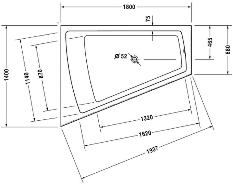 Duravit Paiova wanna asymetryczna 180cm 180x140 z obudową i stelażem lewa biały alpin 700268000000000