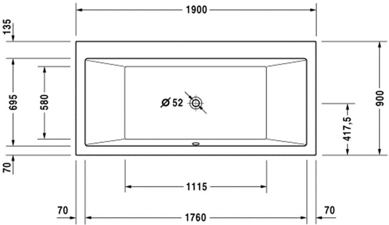 Duravit Vero wanna prostokątna 190cm 190x90 biały alpin 700136000000000