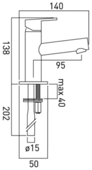 Vado Sense bateria umywalkowa mini z korkiem chrom SEN-100M/CC-C/P