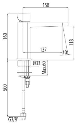 Tres Slim-Tres bateria umywalkowa perlator chrom 202.103.02