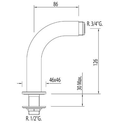 Tres Slim-Tres kolanko do baterii wannowej chrom 299.870.02