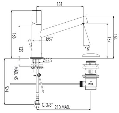 Tres Max bateria umywalkowa perlator z korkiem chrom 061.203.01.D