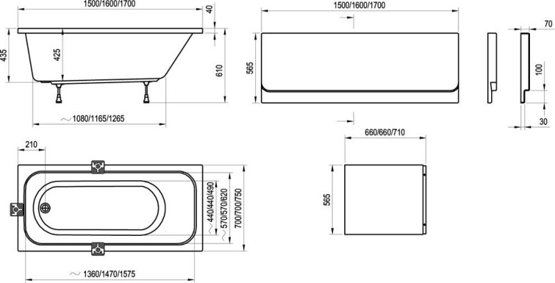 Ravak Chrome wanna prostokątna 150x70 biała C721000000