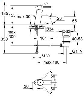 Grohe Concetto bateria umywalkowa z korkiem chrom 32204001