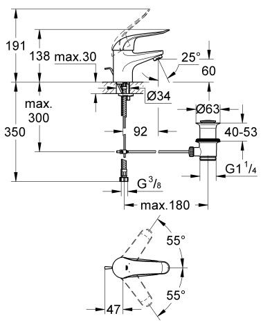 Grohe Euroeco Special bateria umywalkowa z korkiem chrom 32763000