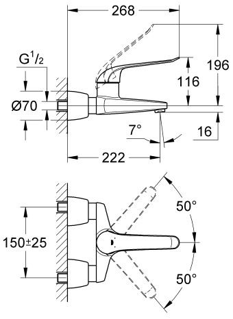 Grohe Euroeco Special bateria umywalkowa ścienna chrom 32779000