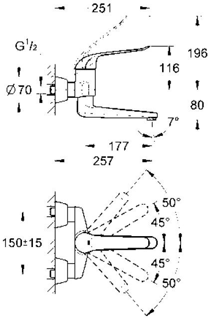 Grohe Euroeco Special bateria umywalkowa ścienna chrom 32773000