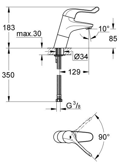 Grohe Euroeco Special bateria umywalkowa bez korka chrom 32790000