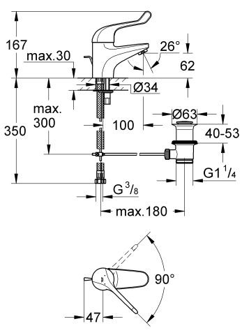 Grohe Euroeco Special bateria umywalkowa z korkiem chrom 32788000