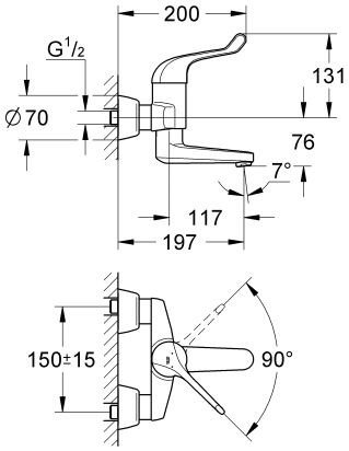 Grohe Euroeco Special bateria umywalkowa ścienna chrom 32792000