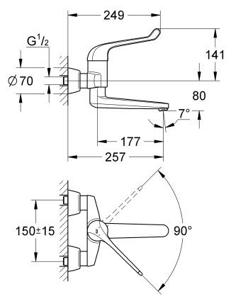 Grohe Euroeco Special bateria umywalkowa ścienna chrom 32793000