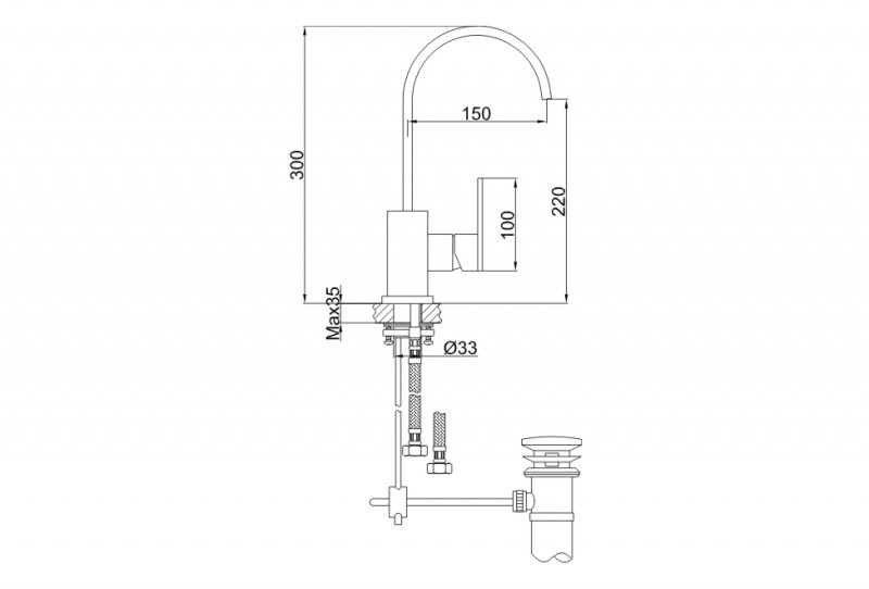 Kohlman Nexen-S bateria umywalkowa wysoka chrom SQB150U