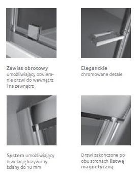 Radaway Twist DW+S kabina kwadratowa 80x80 drzwi wahadłowe chrom przeźroczyste Easy Clean 382001-01 + 382011-01