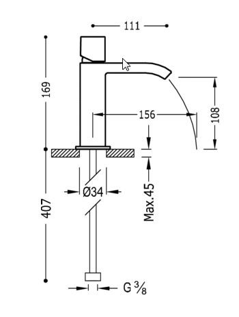 Tres Cuadro bateria umywalkowa kaskada otwarta chrom 006.110.02